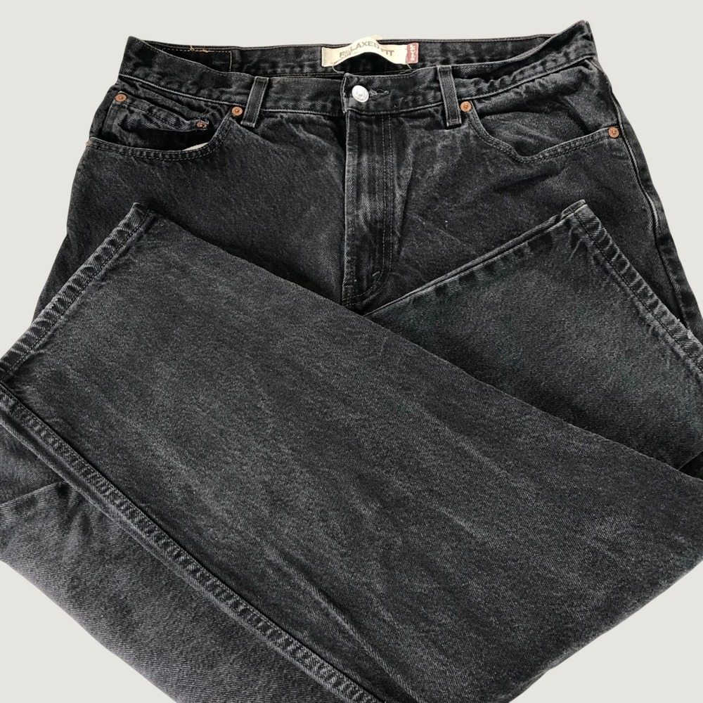 Vintage Y2K Levis 550 Black Jeans Relaxed Fit Men 35x32 36x32 Faded Cowboy Denim